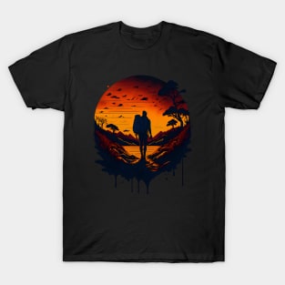 Make Adventure Hiking and Camping in Forest, Lake and Sunset T-Shirt